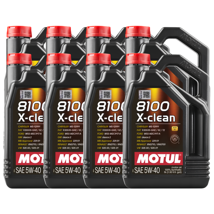 Motul 8100 X-CLEAN 5W-40 100% Synthetic ACEA C3 Engine Oil 5L Pack of 8
