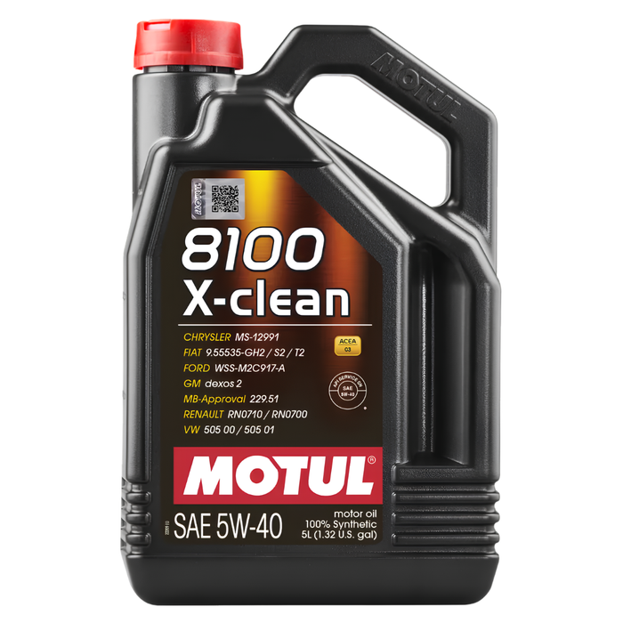Motul 8100 X-CLEAN 5W-40 100% Synthetic ACEA C3 Engine Oil 5L Pack of 9