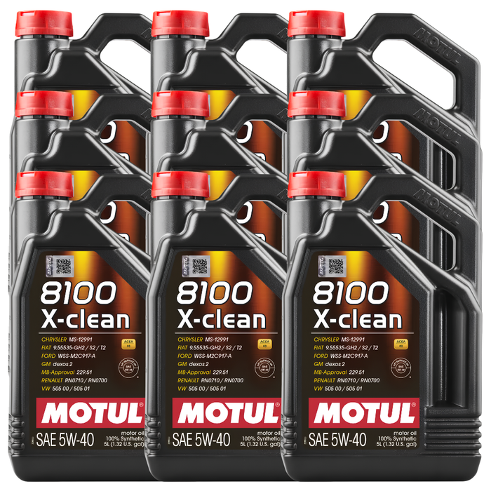 Motul 8100 X-CLEAN 5W-40 100% Synthetic ACEA C3 Engine Oil 5L Pack of 9