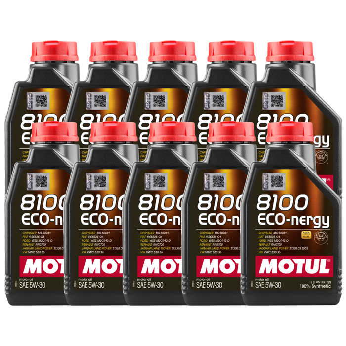 Motul 8100 ECO-NERGY 5W-30 100% Synthetic Fuel Economy Engine Oil 1L Pack of 10