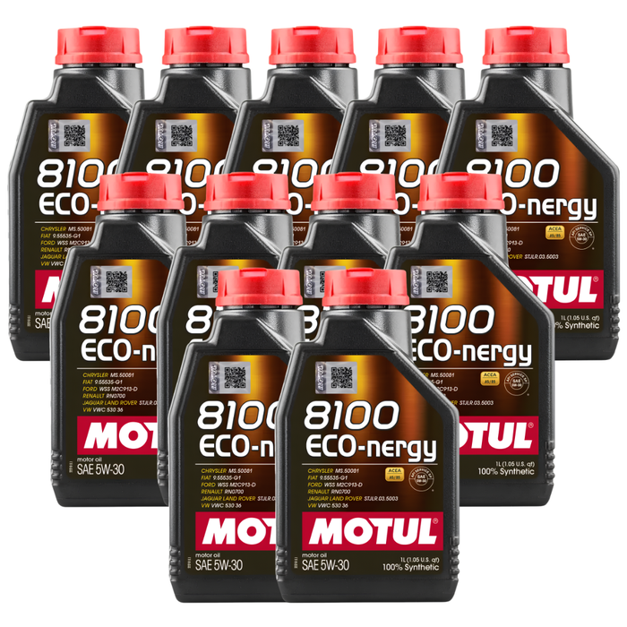 Motul 8100 ECO-NERGY 5W-30 100% Synthetic Fuel Economy Engine Oil 1L Pack of 11