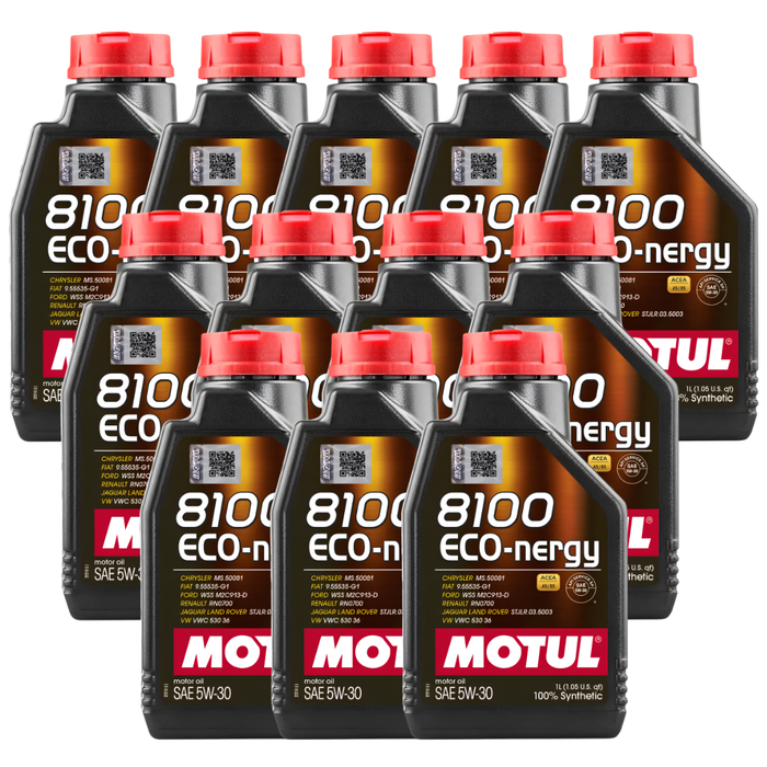 Motul 8100 ECO-NERGY 5W-30 100% Synthetic Fuel Economy Engine Oil 1L Pack of 12