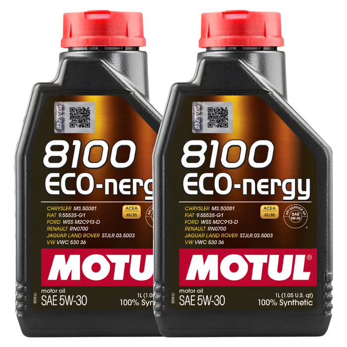Motul 8100 ECO-NERGY 5W-30 100% Synthetic Fuel Economy Engine Oil 1L Pack of 2