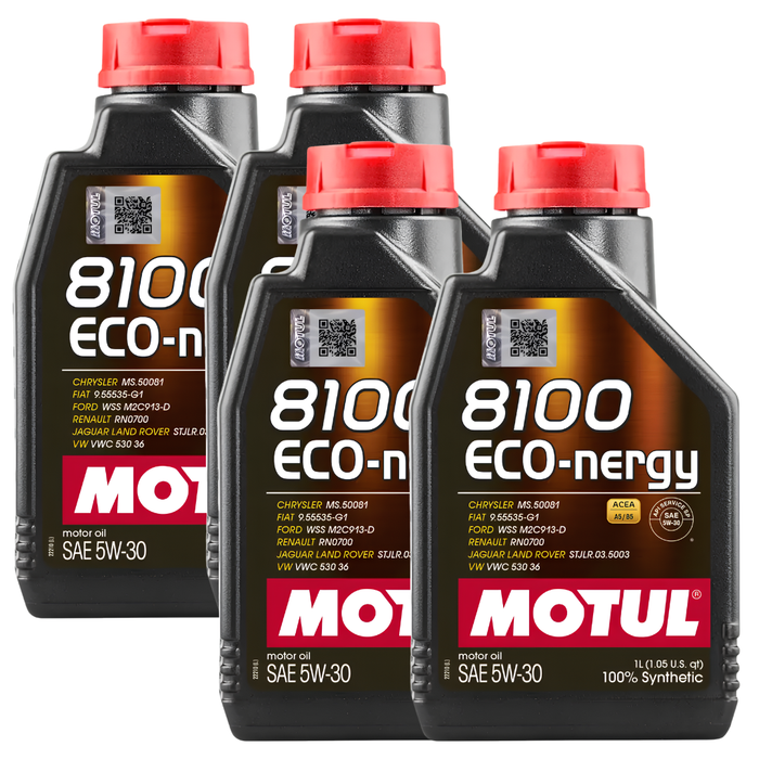 Motul 8100 ECO-NERGY 5W-30 100% Synthetic Fuel Economy Engine Oil 1L Pack of 4