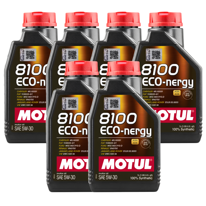 Motul 8100 ECO-NERGY 5W-30 100% Synthetic Fuel Economy Engine Oil 1L Pack of 5