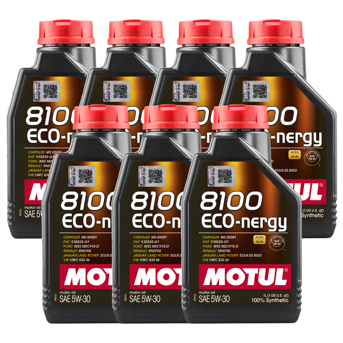 Motul 8100 ECO-NERGY 5W-30 100% Synthetic Fuel Economy Engine Oil 1L Pack of 7