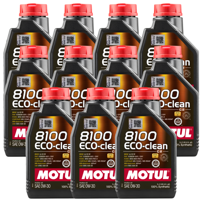 Motul 8100 ECO-CLEAN 0W-30 100% Synthetic Fuel Economy Engine Oil 1L Pack of 11