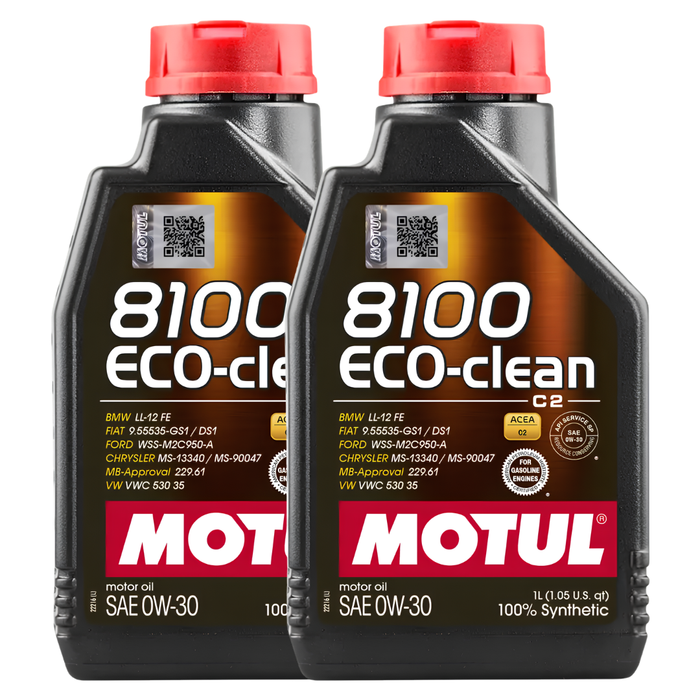 Motul 8100 ECO-CLEAN 0W-30 100% Synthetic Fuel Economy Engine Oil 1L Pack of 2
