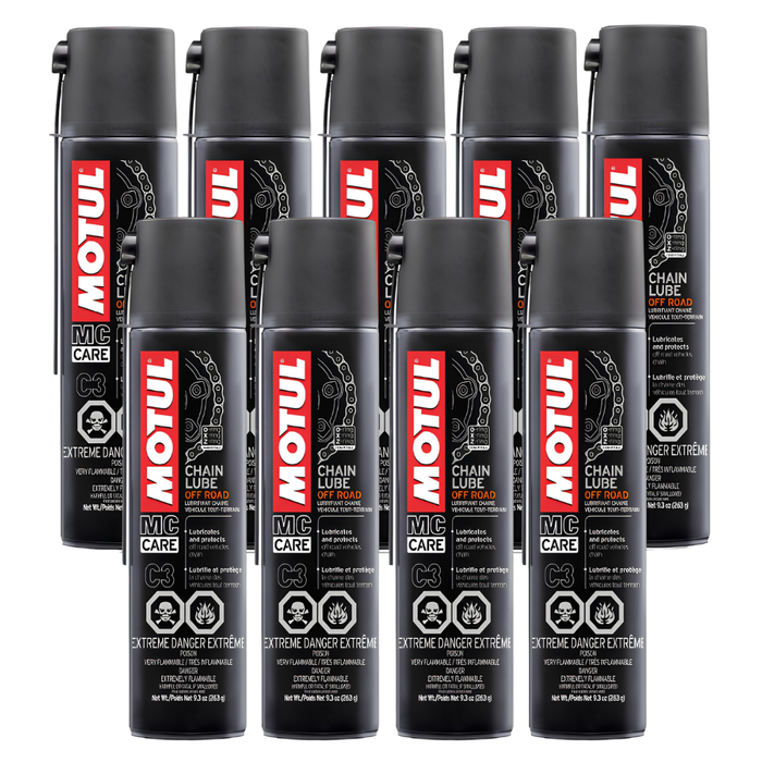 Motul MC Care C3 Chain Lube Off Road Motorcycle Chain Spray 400ml Pack of 9