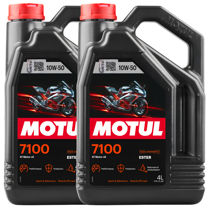 Motul 7100 10W-50 4T Synthetic Ester Motorcycle Engine Oil 4L Pack of 2