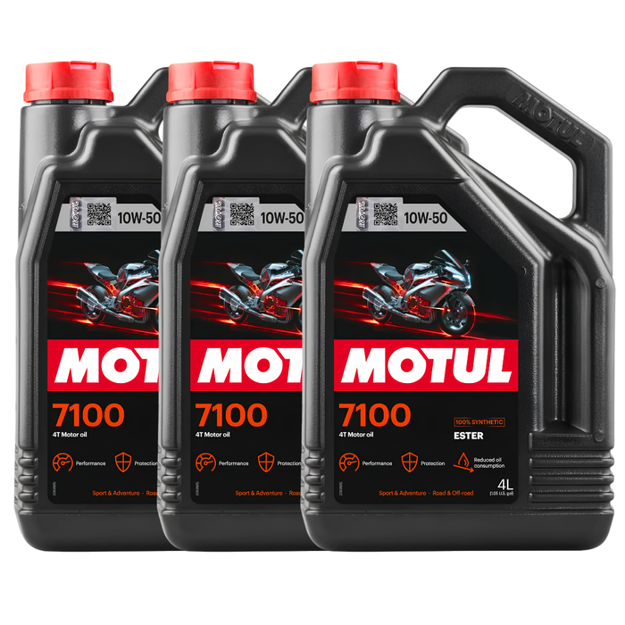 Motul 7100 10W-50 4T Synthetic Ester Motorcycle Engine Oil 4L Pack of 3