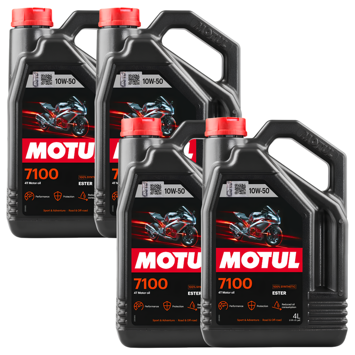 Motul 7100 10W-50 4T Synthetic Ester Motorcycle Engine Oil 4L Pack of 4