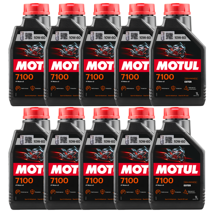 Motul 7100 10W-60 4T Full Synthetic Ester Motorcycle Oil 1L Pack of 10