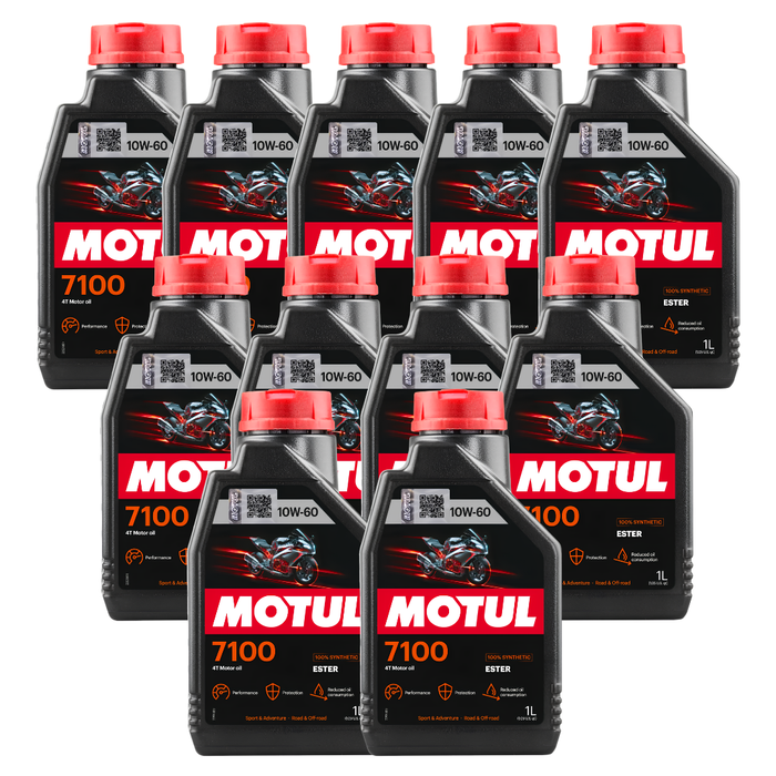 Motul 7100 10W-60 4T Full Synthetic Ester Motorcycle Oil 1L Pack of 11