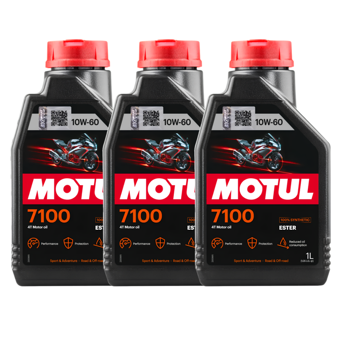 Motul 7100 10W-60 4T Full Synthetic Ester Motorcycle Oil 1L Pack of 3