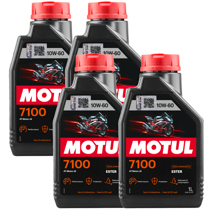 Motul 7100 10W-60 4T Full Synthetic Ester Motorcycle Oil 1L Pack of 4