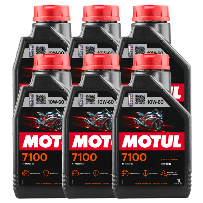Motul 7100 10W-60 4T Full Synthetic Ester Motorcycle Oil 1L Pack of 6