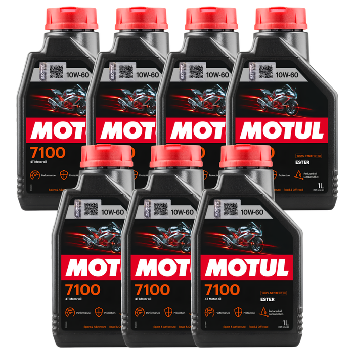 Motul 7100 10W-60 4T Full Synthetic Ester Motorcycle Oil 1L Pack of 7