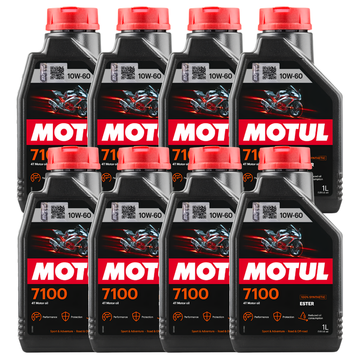 Motul 7100 10W-60 4T Full Synthetic Ester Motorcycle Oil 1L Pack of 8