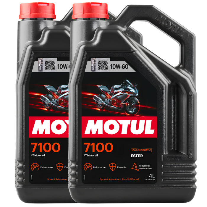 Motul 7100 10W-60 4T 100% Synthetic Ester Motorcycle Engine Oil 4L Pack of 2