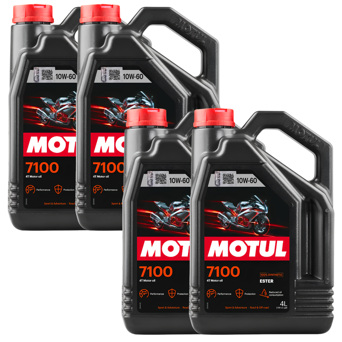 Motul 7100 10W-60 4T 100% Synthetic Ester Motorcycle Engine Oil 4L Pack of 4