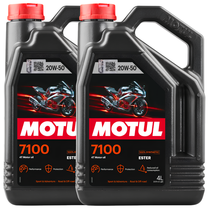 Motul 7100 20W-50 4T 100% Synthetic Ester Motorcycle Engine Oil 4L Pack of 2