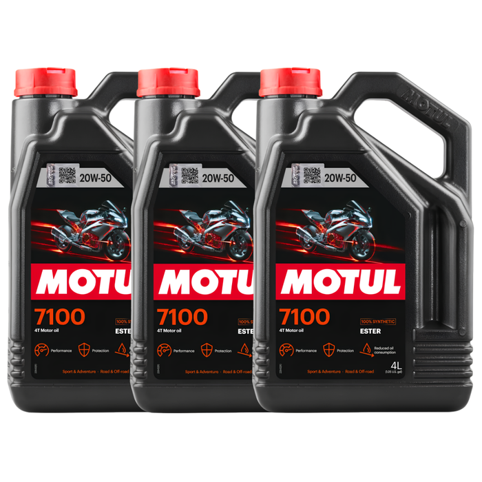 Motul 7100 20W-50 4T 100% Synthetic Ester Motorcycle Engine Oil 4L Pack of 3