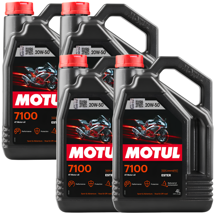 Motul 7100 20W-50 4T 100% Synthetic Ester Motorcycle Engine Oil 4L Pack of 4