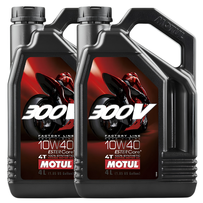 Motul 300V Road Racing 10W-40 4T Synthetic Motorcycle Oil 4L Pack of 2