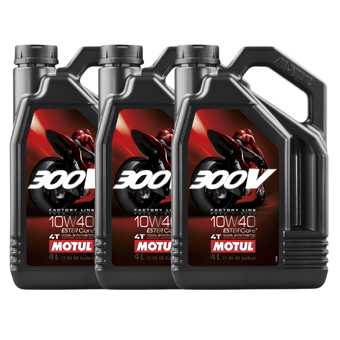Motul 300V Road Racing 10W-40 4T Synthetic Motorcycle Oil 4L Pack of 3