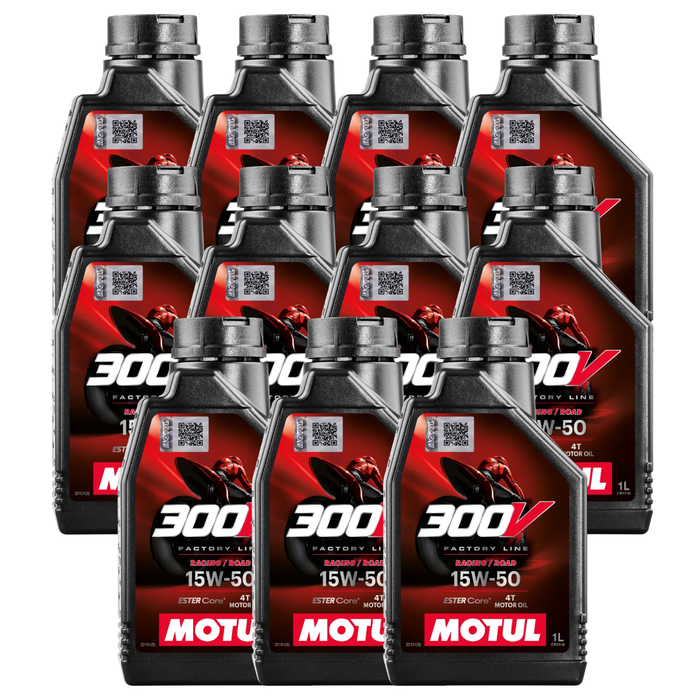 Motul 300V Road Racing 15W-50 100% Synthetic Ester Core Motorcycle Oil 1L Pack of 11