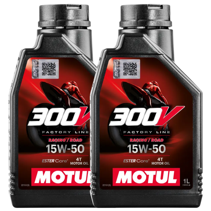 Motul 300V Road Racing 15W-50 100% Synthetic Ester Core Motorcycle Oil 1L Pack of 2