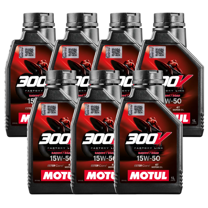 Motul 300V Road Racing 15W-50 100% Synthetic Ester Core Motorcycle Oil 1L Pack of 7