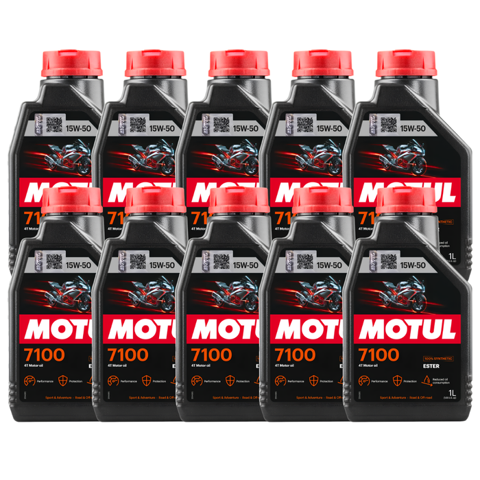 Motul 7100 15W-50 4T 100% Synthetic Ester Motorcycle Engine Oil 1L Pack of 10