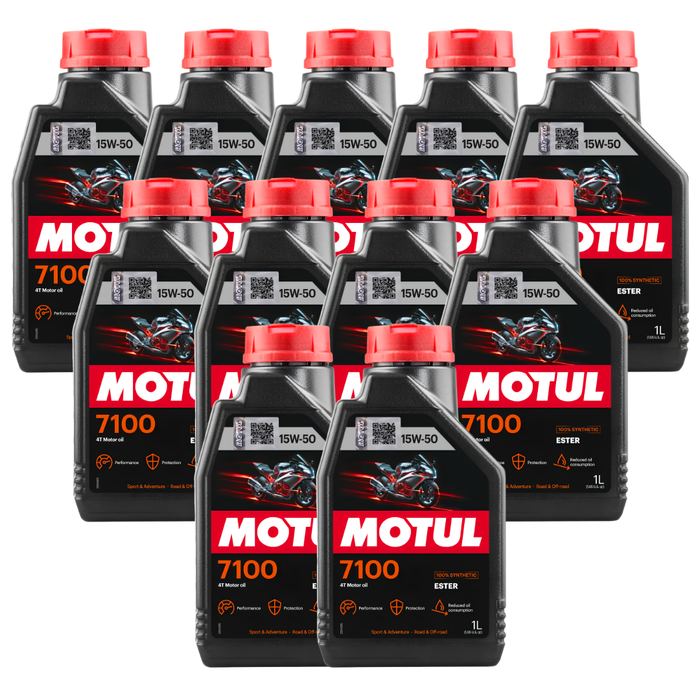 Motul 7100 15W-50 4T 100% Synthetic Ester Motorcycle Engine Oil 1L Pack of 11