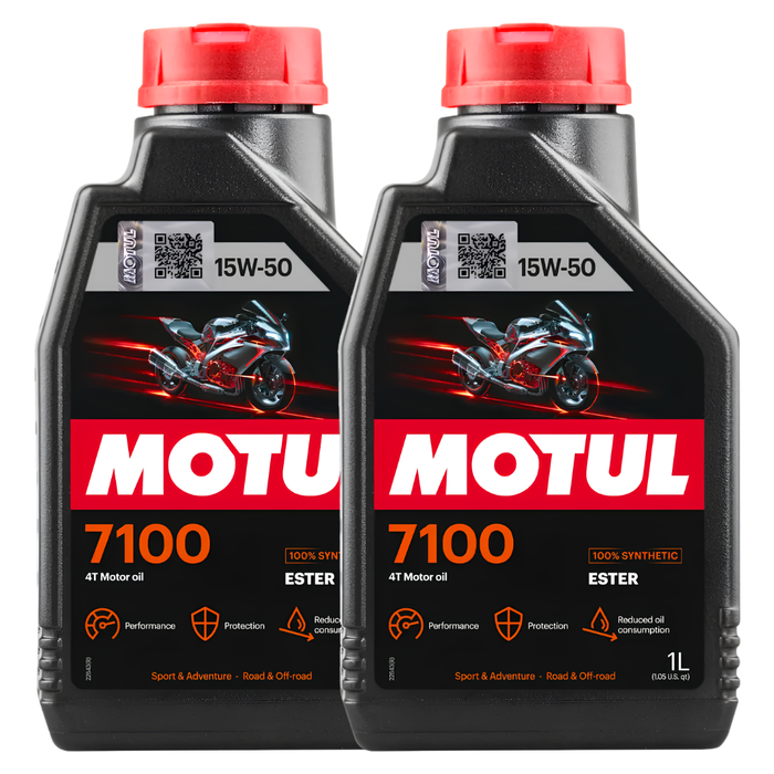 Motul 7100 15W-50 4T 100% Synthetic Ester Motorcycle Engine Oil 1L Pack of 2