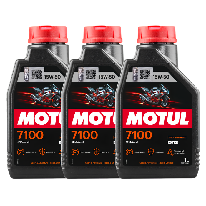 Motul 7100 15W-50 4T 100% Synthetic Ester Motorcycle Engine Oil 1L Pack of 3