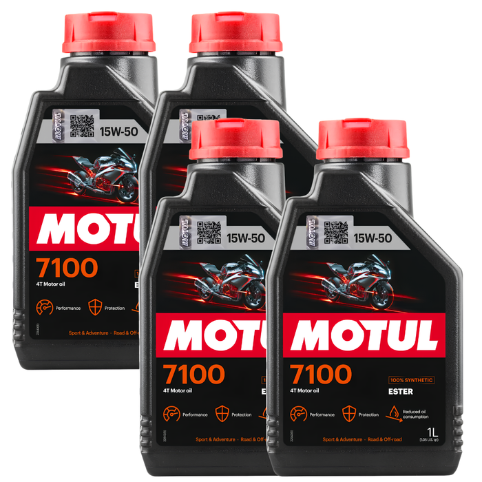 Motul 7100 15W-50 4T 100% Synthetic Ester Motorcycle Engine Oil 1L Pack of 4