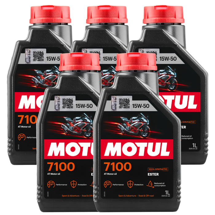 Motul 7100 15W-50 4T 100% Synthetic Ester Motorcycle Engine Oil 1L Pack of 5