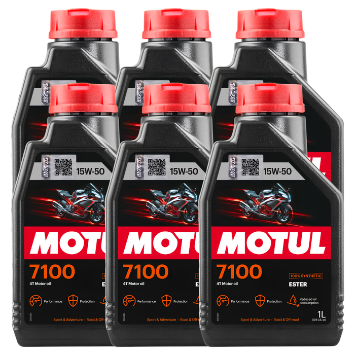 Motul 7100 15W-50 4T 100% Synthetic Ester Motorcycle Engine Oil 1L Pack of 6