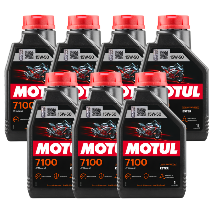Motul 7100 15W-50 4T 100% Synthetic Ester Motorcycle Engine Oil 1L Pack of 7
