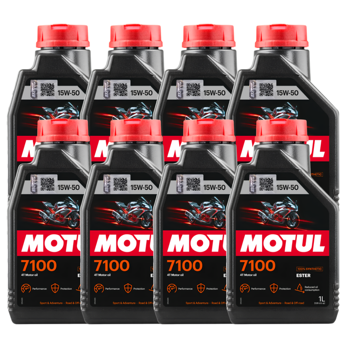 Motul 7100 15W-50 4T 100% Synthetic Ester Motorcycle Engine Oil 1L Pack of 8