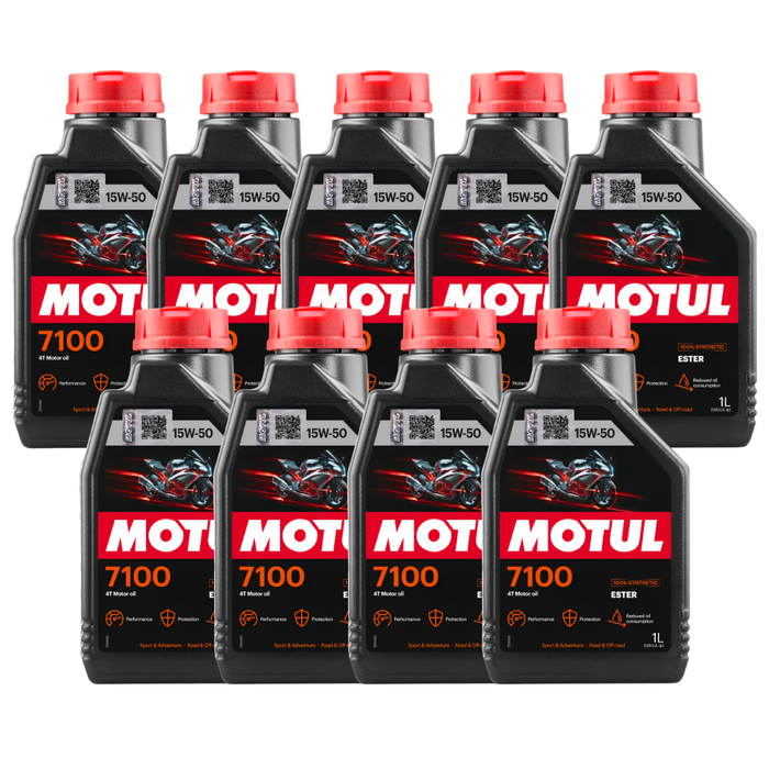 Motul 7100 15W-50 4T 100% Synthetic Ester Motorcycle Engine Oil 1L Pack of 9