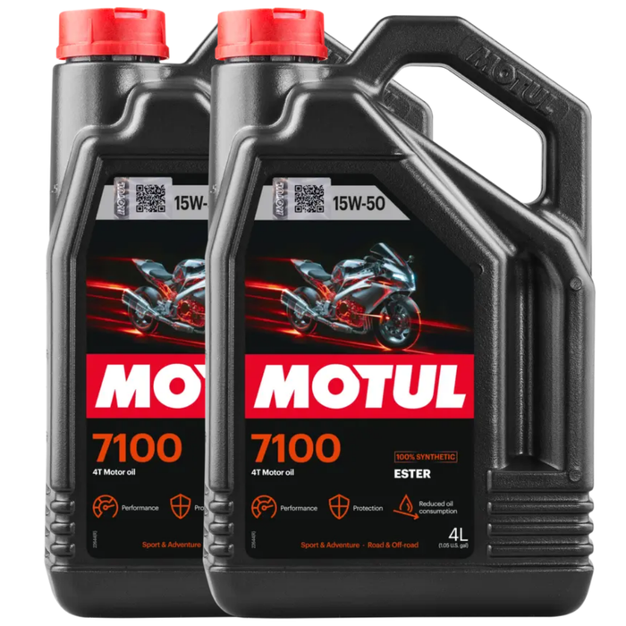 Motul 7100 15W-50 4T 100% Synthetic Ester Motorcycle Engine Oil 4L Pack of 2
