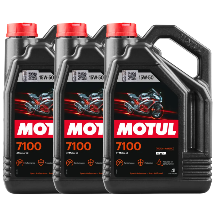 Motul 7100 15W-50 4T 100% Synthetic Ester Motorcycle Engine Oil 4L Pack of 3