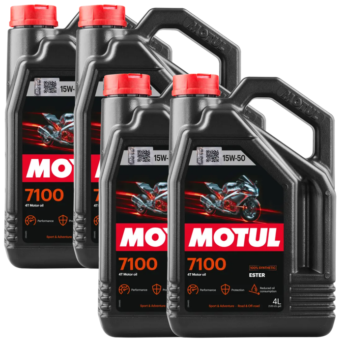 Motul 7100 15W-50 4T 100% Synthetic Ester Motorcycle Engine Oil 4L Pack of 4