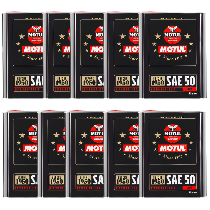Motul Classic SAE 50 Mineral Monograde Vintage Engine Oil 2 Liter Pack of 10