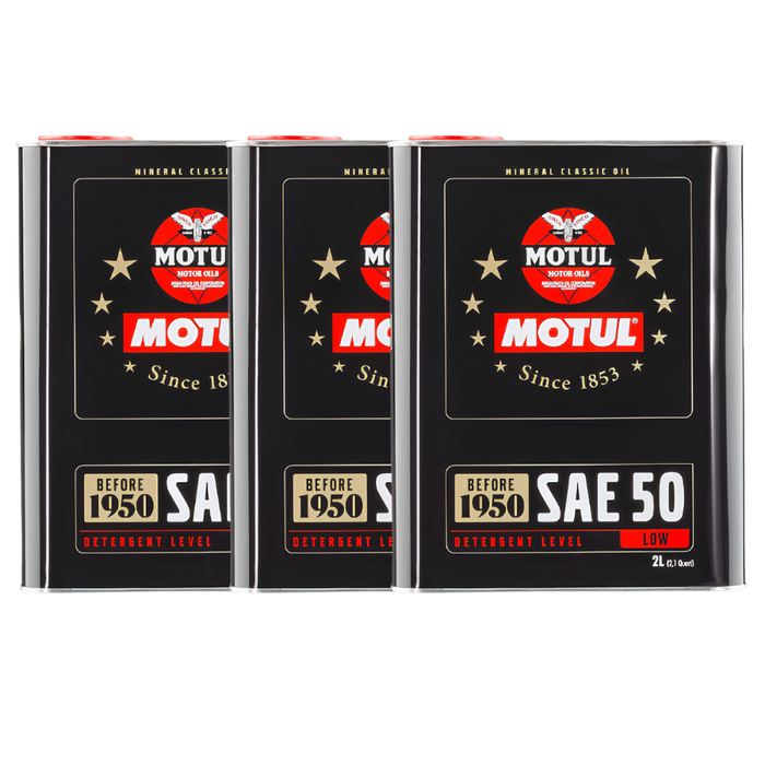 Motul Classic SAE 50 Mineral Monograde Vintage Engine Oil 2 Liter Pack of 3