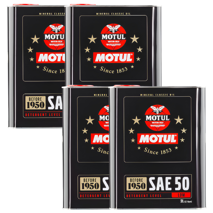 Motul Classic SAE 50 Mineral Monograde Vintage Engine Oil 2 Liter Pack of 4