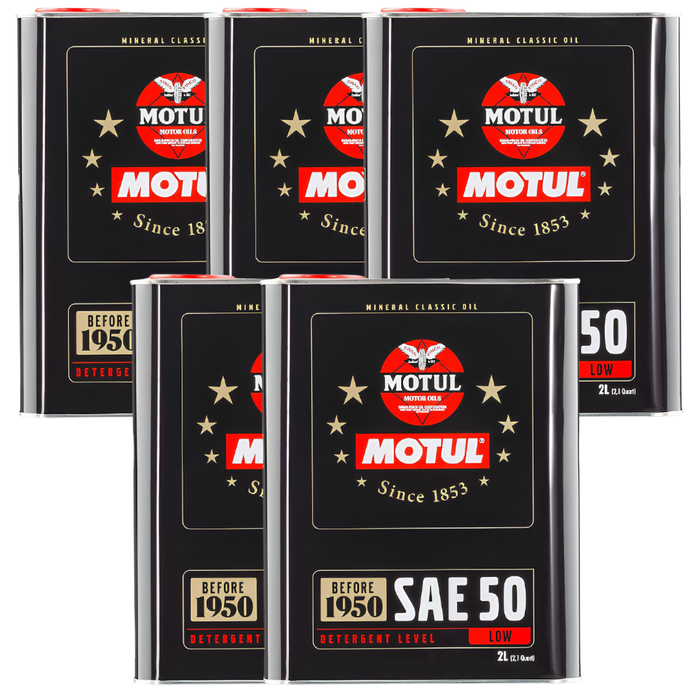 Motul Classic SAE 50 Mineral Monograde Vintage Engine Oil 2 Liter Pack of 5